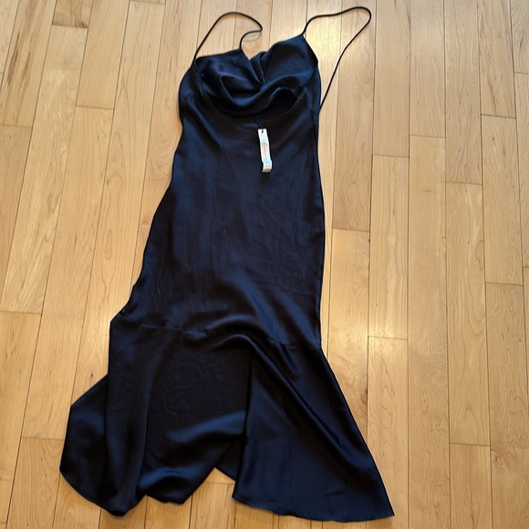 NWT The Line by K black midi Slip dress / backless XS - Picture 7 of 9